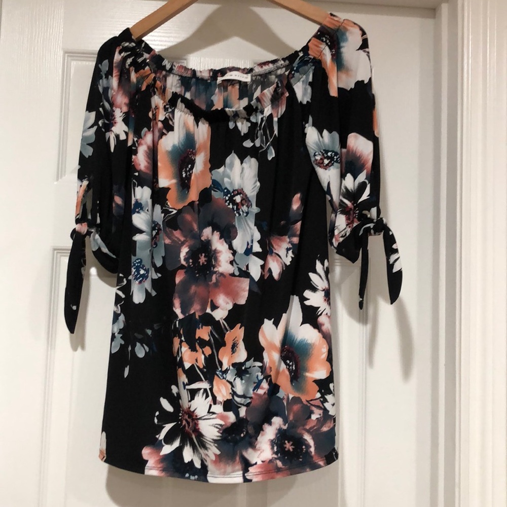 Coco and Main Black Floral Blouse